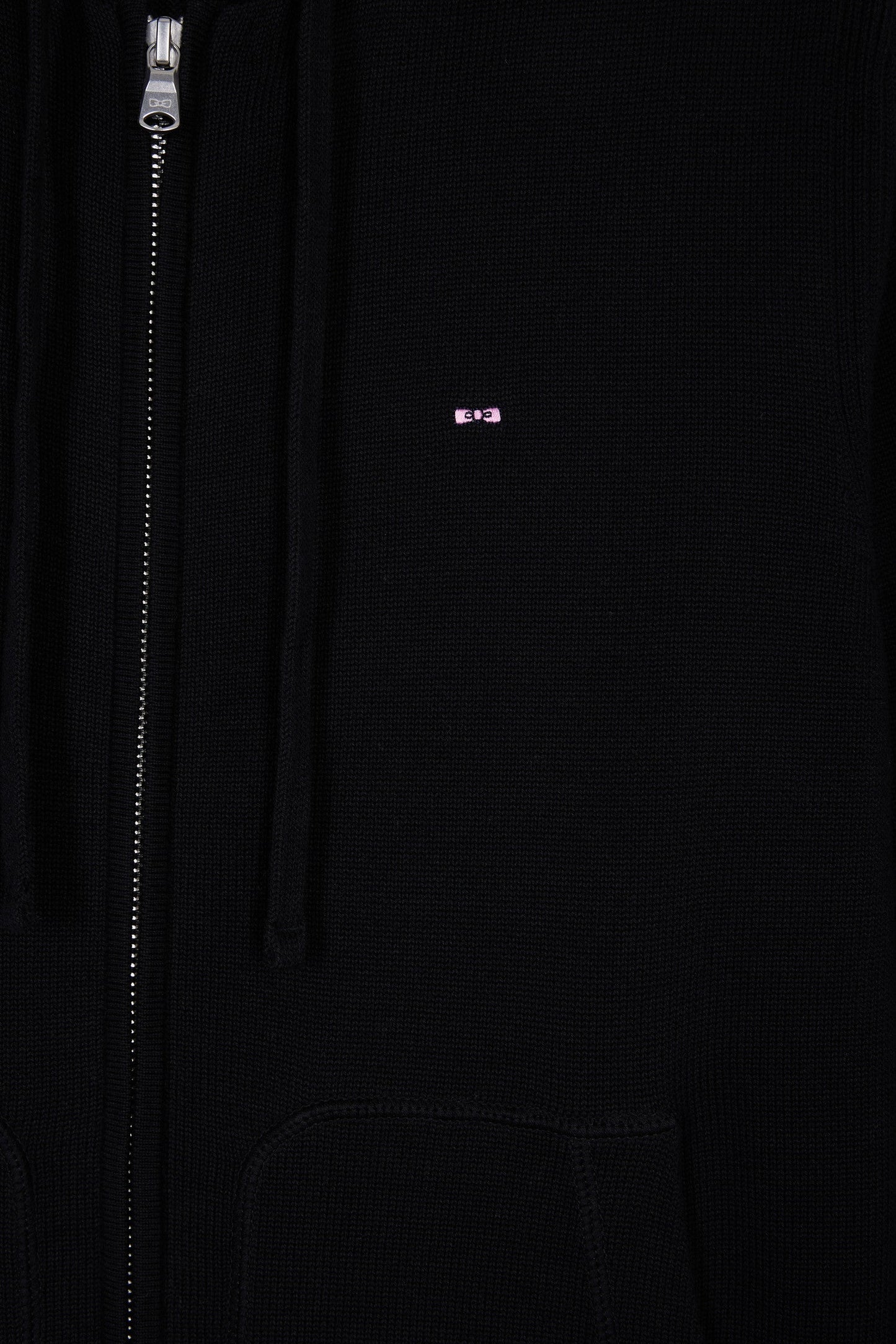 Pull à capuche zippé en coton noir coupe droite