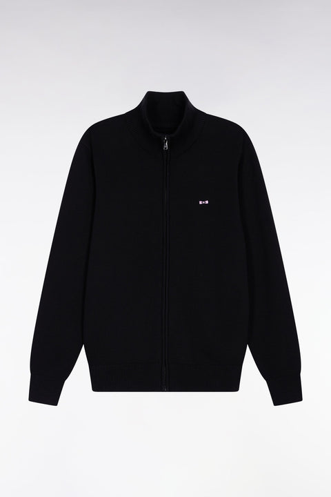 Cardigan zippé en coton noir coupe droite - Image 2