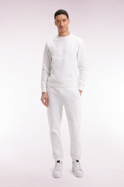 Jogging en molleton gratté blanc coupe droite - Image 1