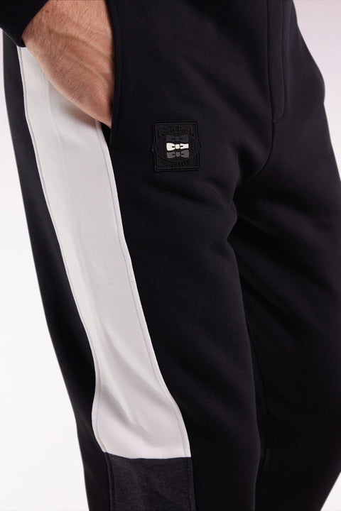 Jogging en molleton gratté noir colorblock coupe droite - Image 3