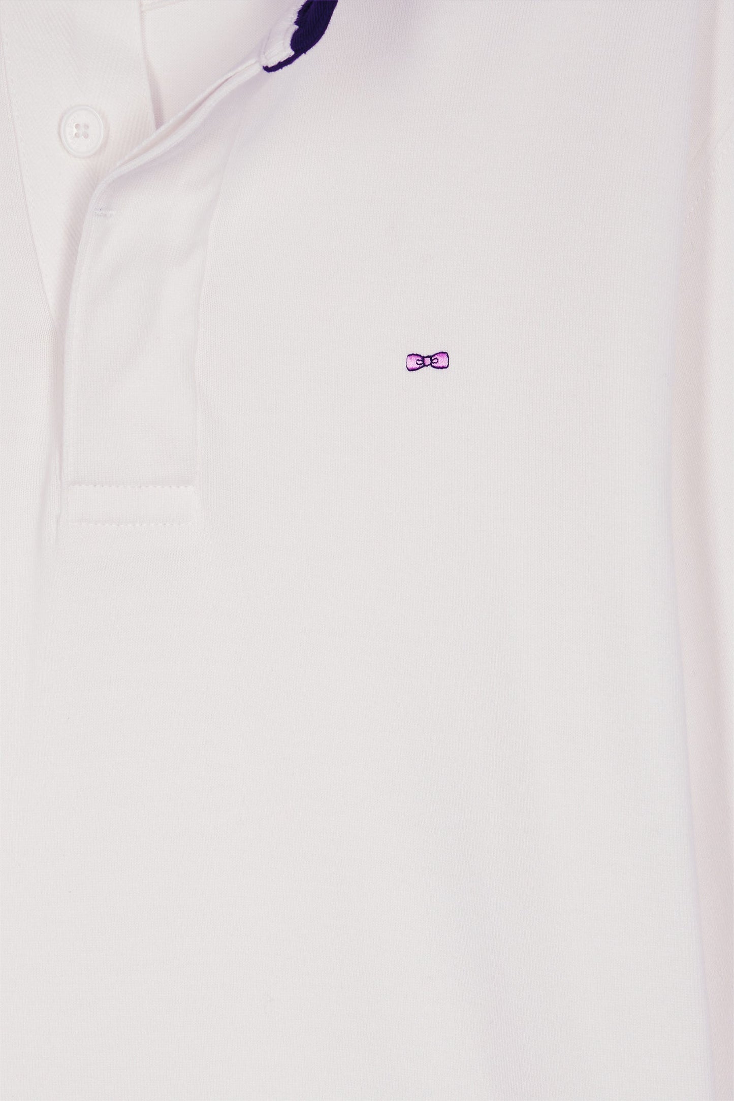 Maillot manches longues en jersey blanc dessous de col rayé