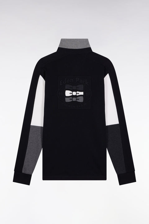 Maillot à manches longues en jersey coton épais noir brodé coupe droite - Image 2