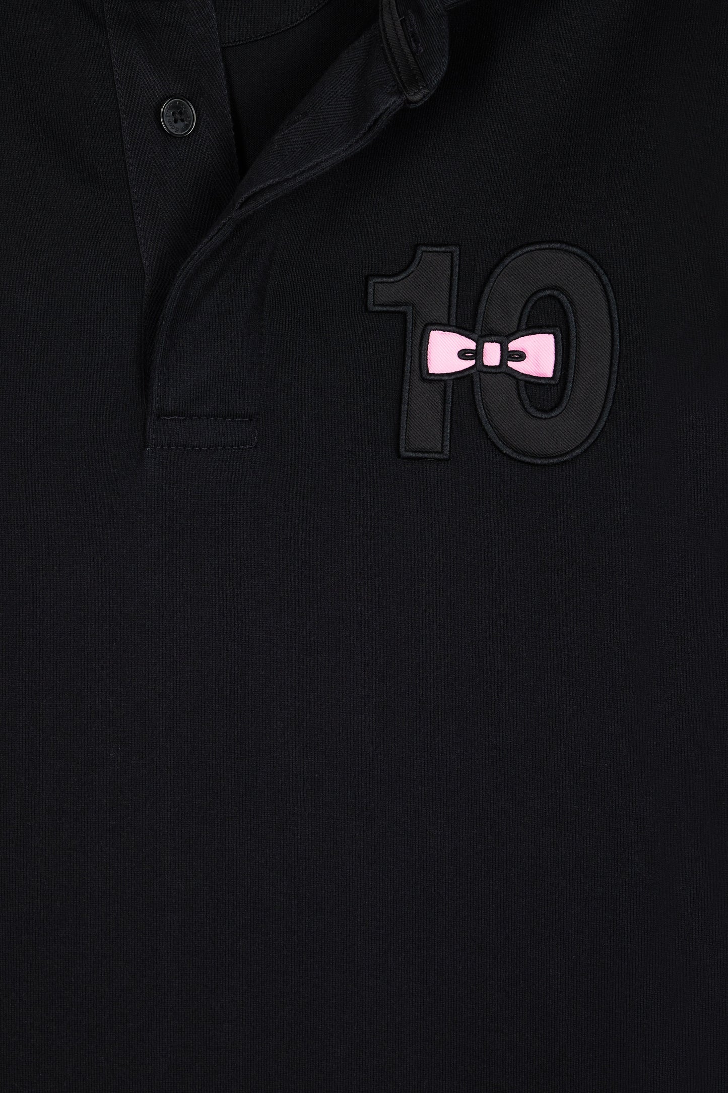 Maillot à manches longues en jersey de coton épais noir brodé coupe droite