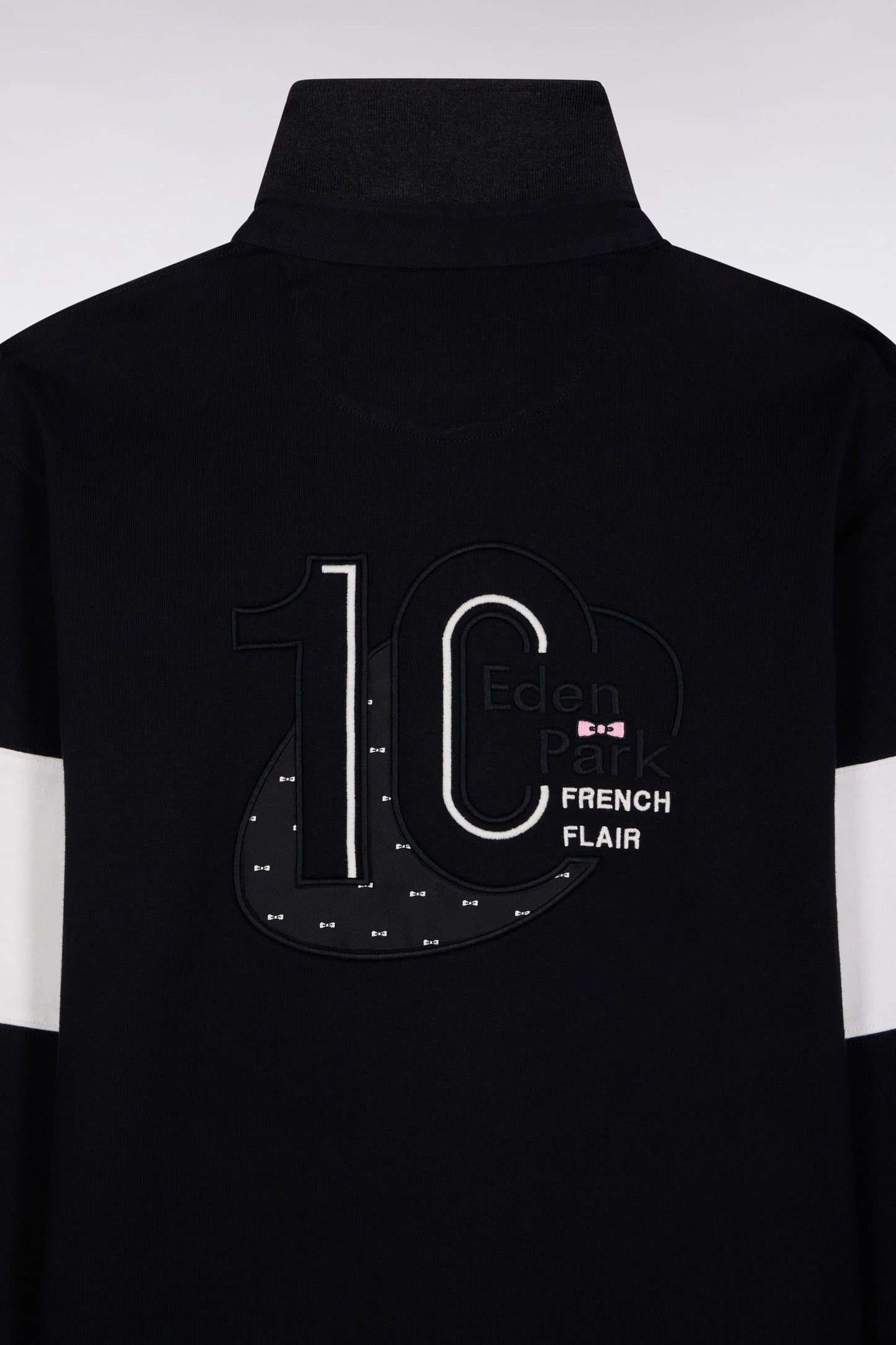 Maillot à manches longues en jersey épais noir broderie dos coupe droite