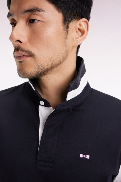 Maillot à manches longues en jersey colorblock noir coupe droite - Image 3