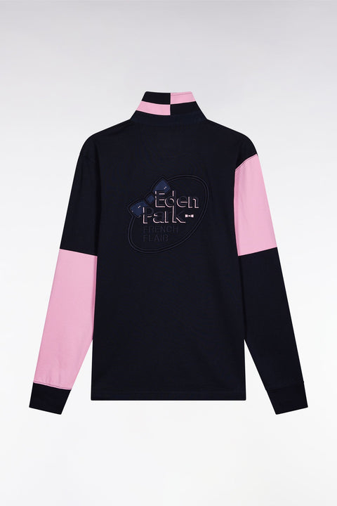 Maillot à manches longues en jersey colorblock marine coupe droite - Image 2