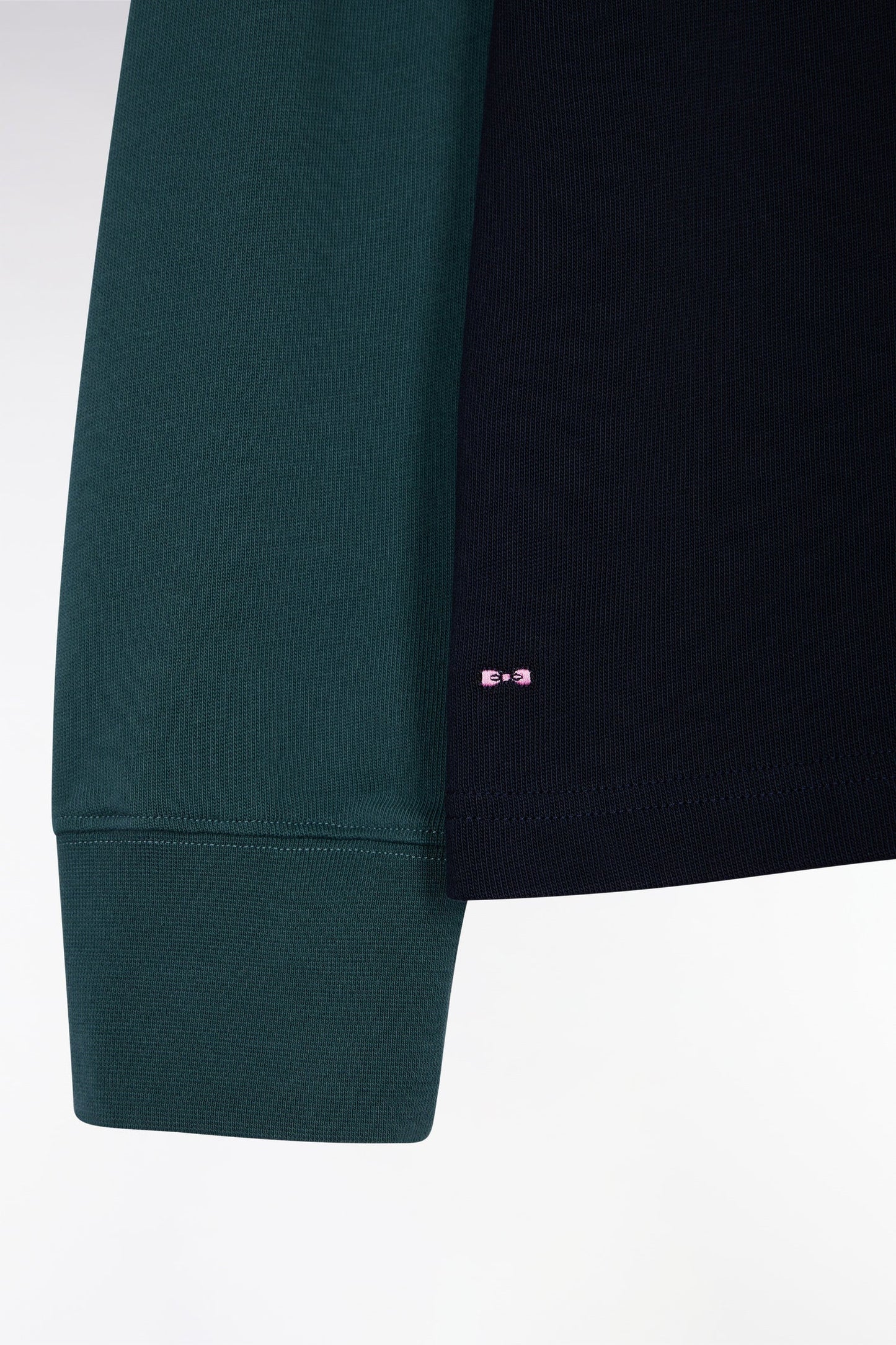 Maillot à manches longues en coton vert à cadrans coupé-cousu