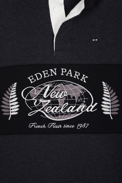 Maillot à manches longues noir et gris broderie Nouvelle Zélande - Image 2