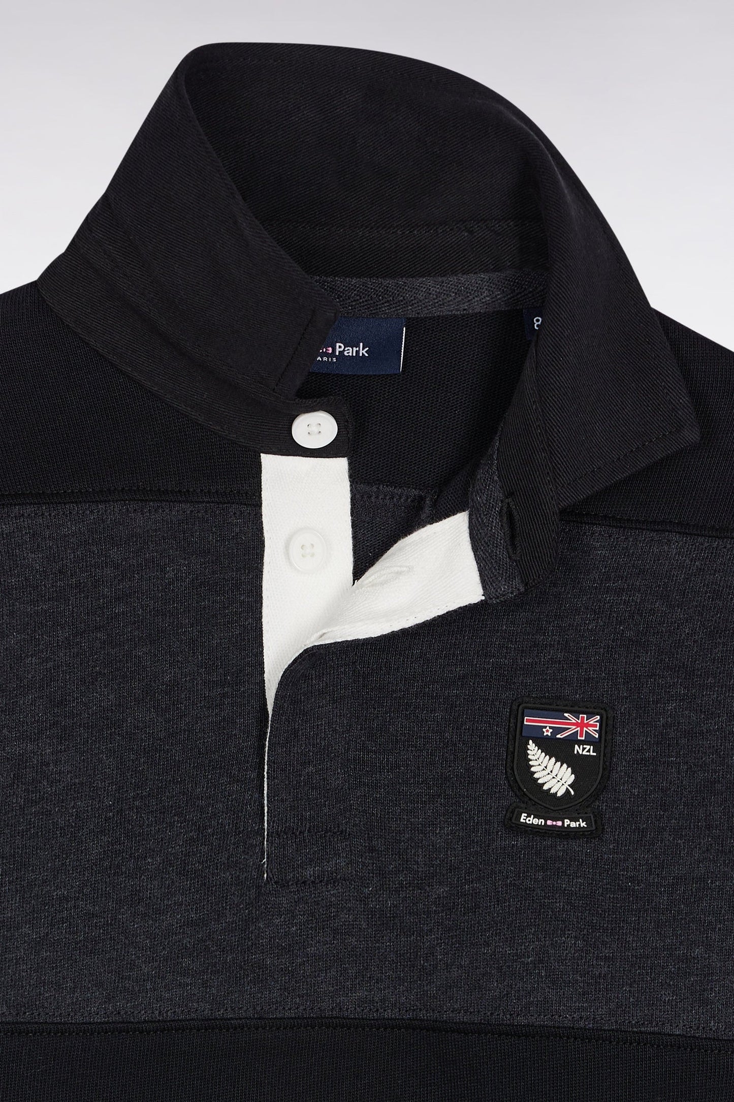 Maillot manches longues en jersey coton noir et gris Nouvelle Zélande