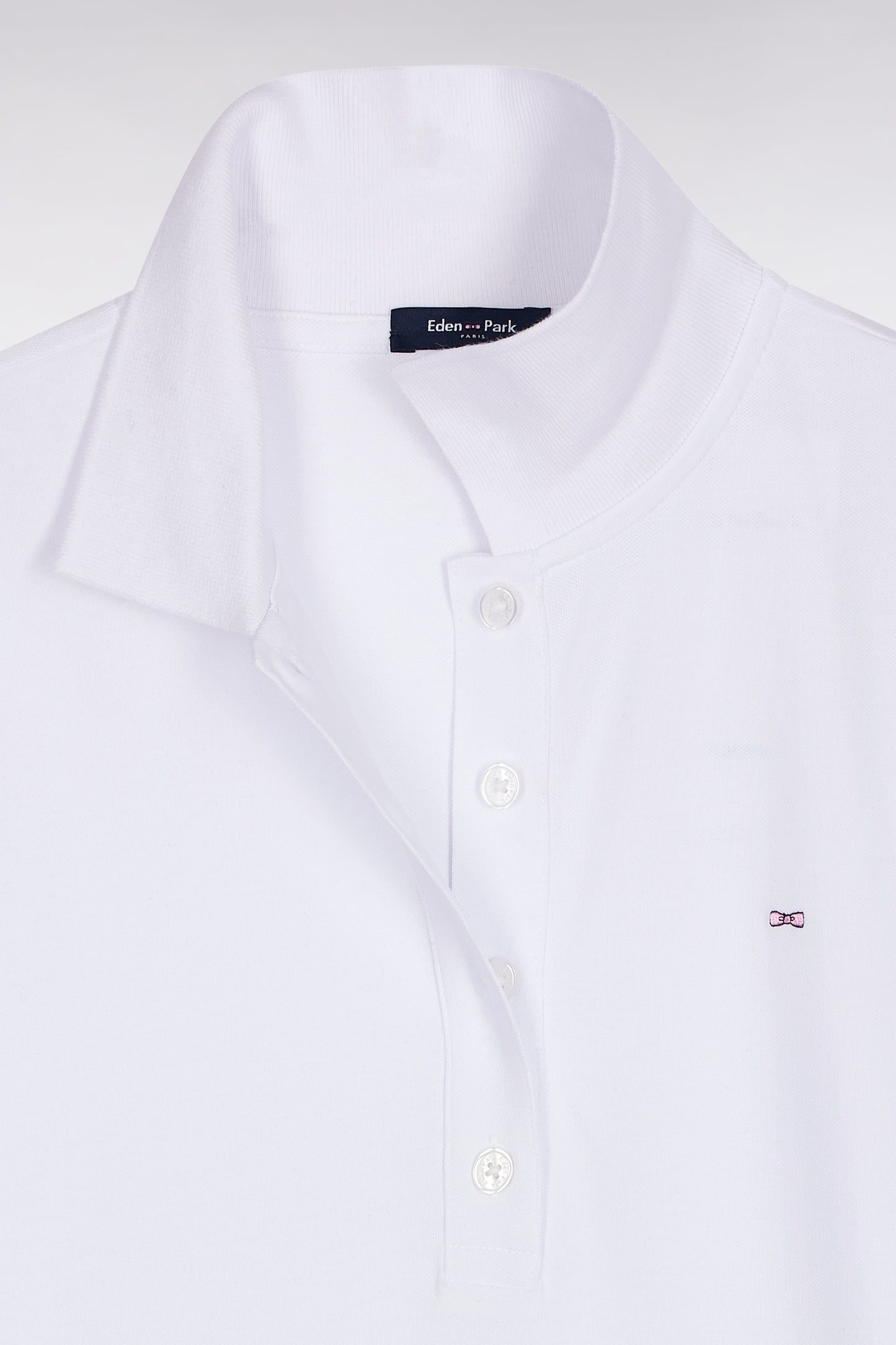 Polo manches courtes en coton stretch blanc coupe slim