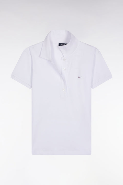 Polo manches courtes en coton stretch blanc coupe slim - Image 1