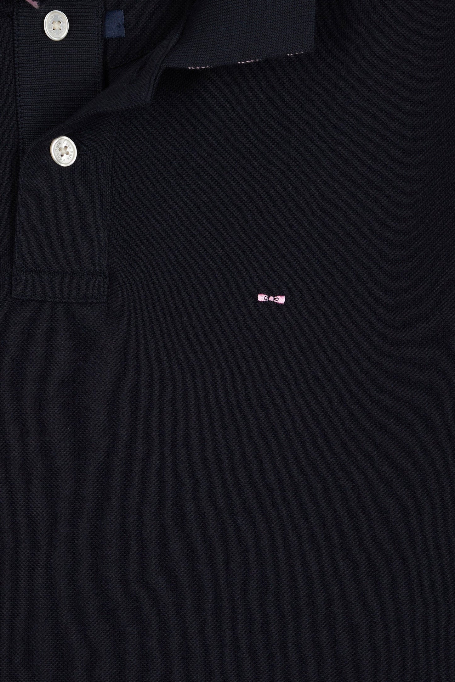 Polo manches courtes en coton Pima marine sous-col rayé coupe droite