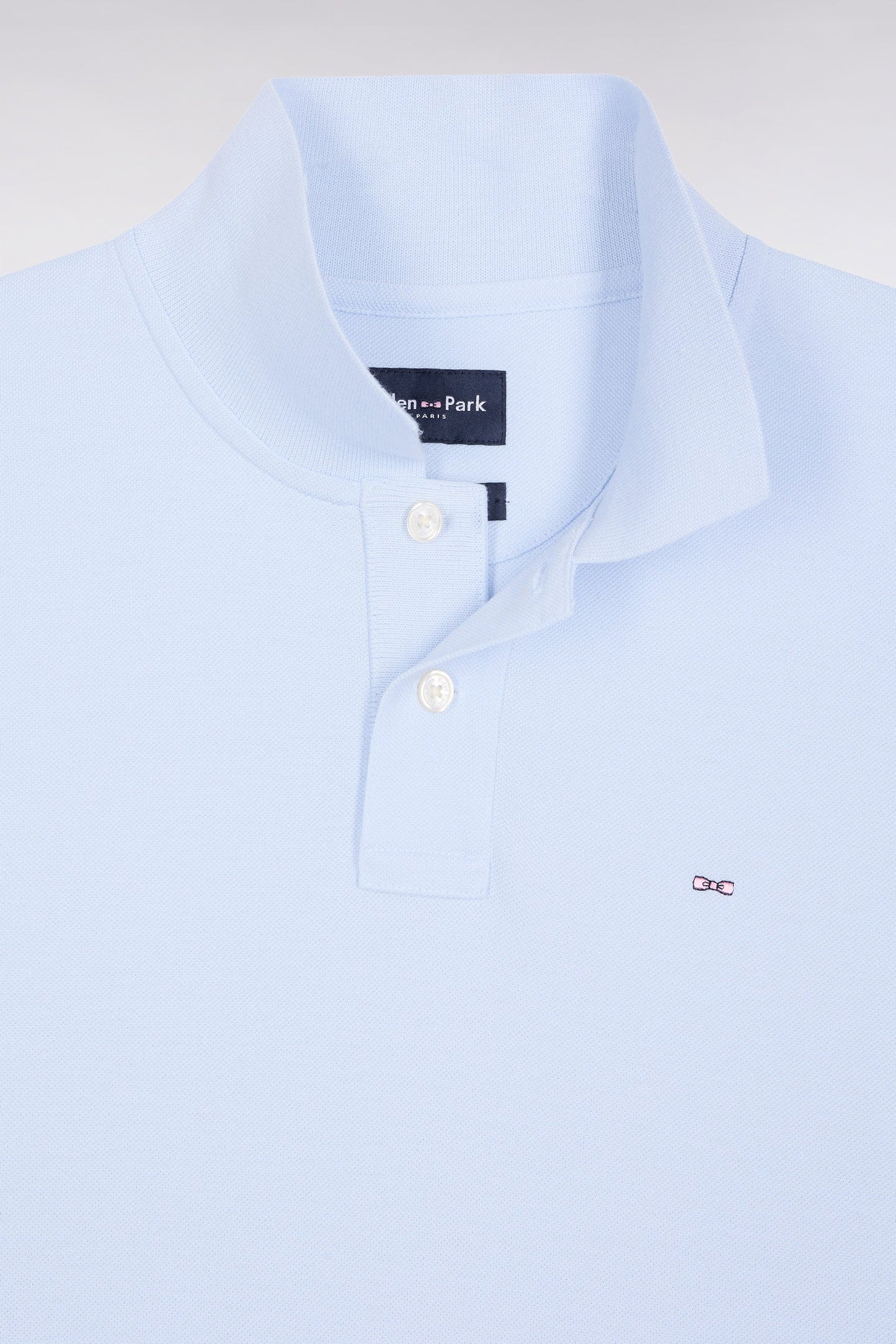 Polo manches courtes en coton Pima ciel coupe droite
