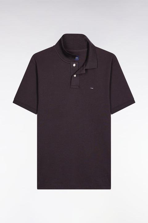 Polo manches courtes en coton Pima marron coupe droite - Image 2