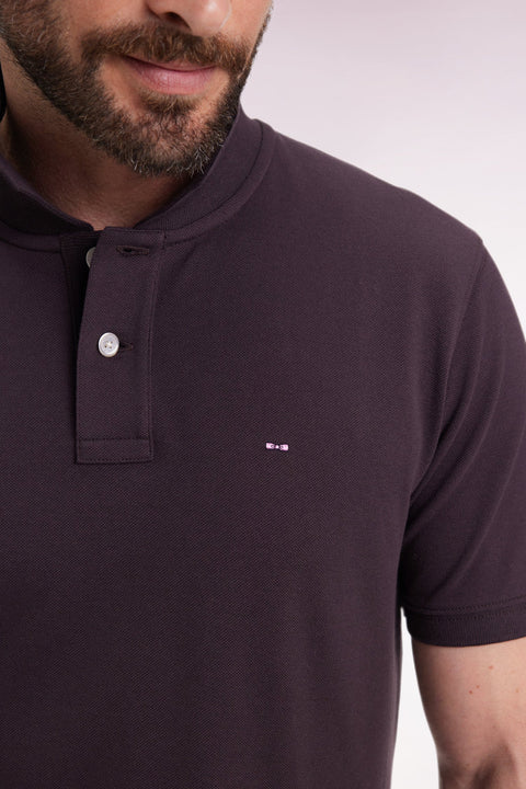 Polo manches courtes en coton Pima marron coupe droite - Image 3