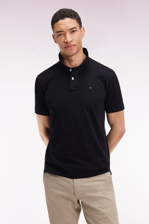 Polo manches courtes en coton Pima noir coupe droite - Image 1