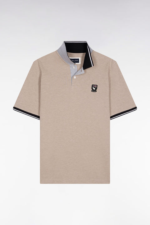 Polo manches courtes Nouvelle Zélande en piqué coton beige coupe ample - Image 2