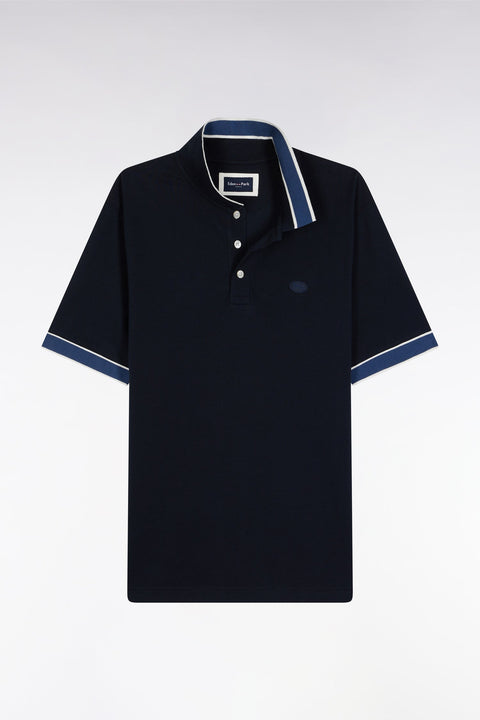 Polo manches courtes en coton marine coupe ample - Image 2