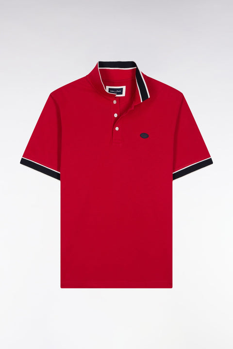 Polo manches courtes en coton rouge coupe ample - Image 2