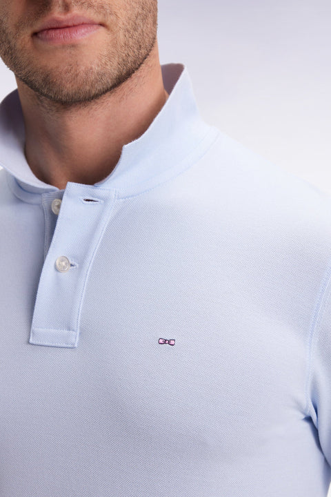 Polo à manches longues en coton Pima ciel coupe droite - Image 3