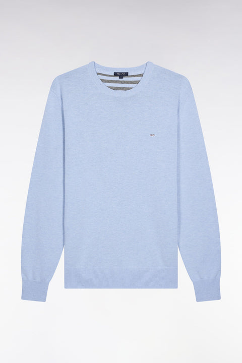 Pull col rond en laine et coton ciel - Image 2