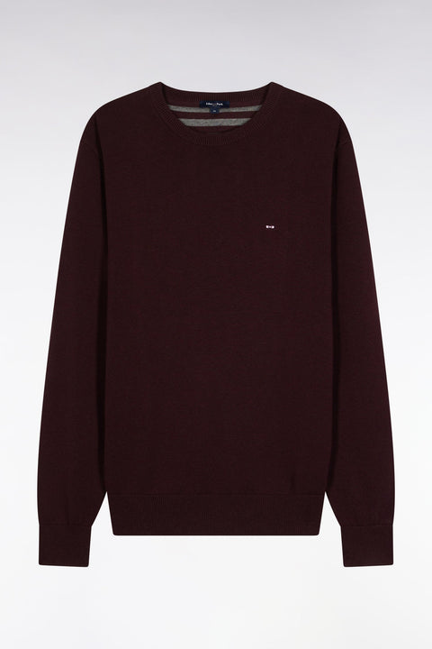 Pull col rond en laine et coton bordeaux - Image 2