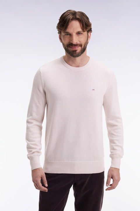 Pull col rond en laine et coton écru - Image 1