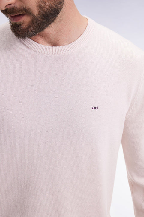 Pull col rond en laine et coton écru - Image 3