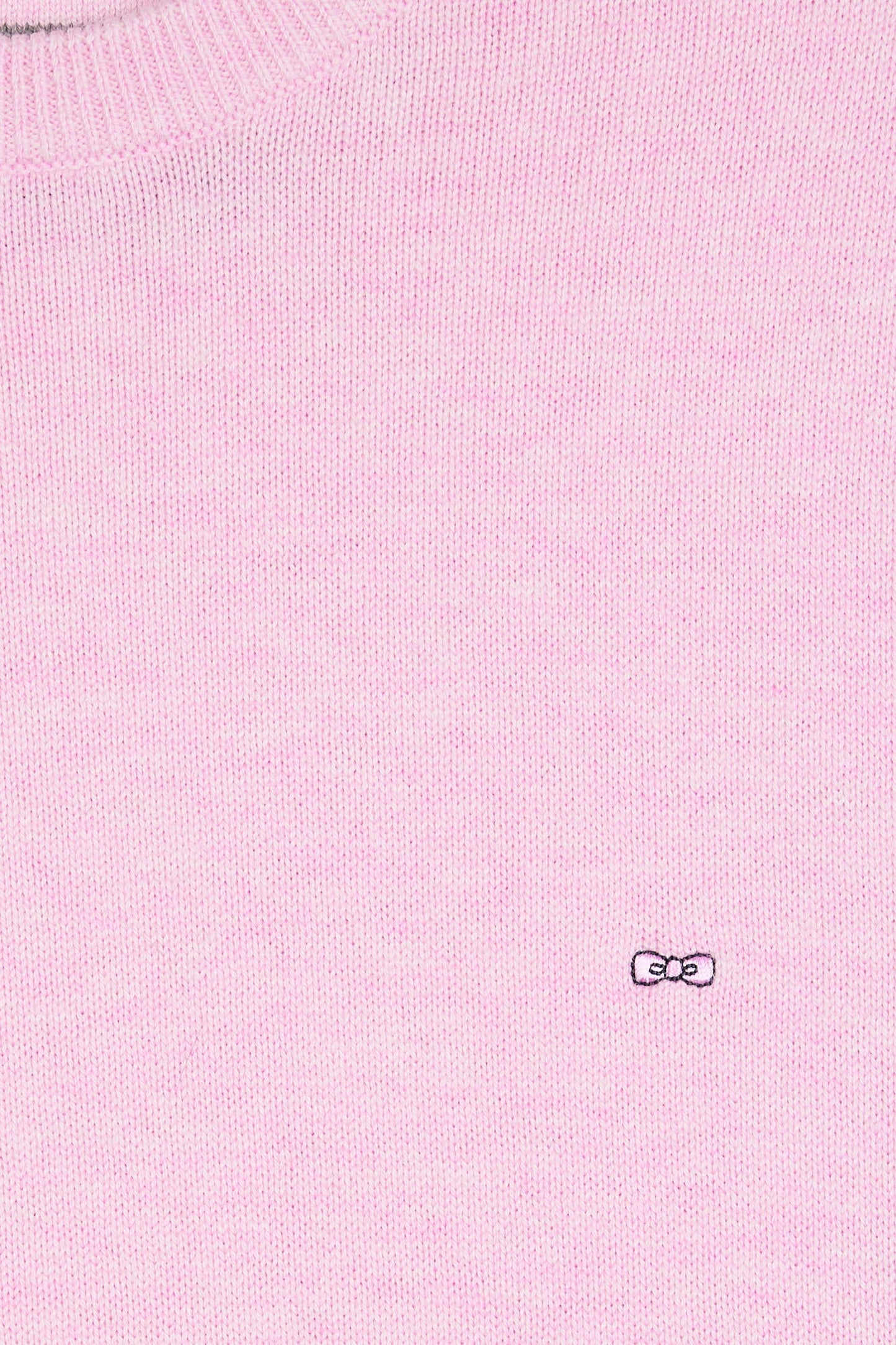 Pull col rond en laine et coton rose
