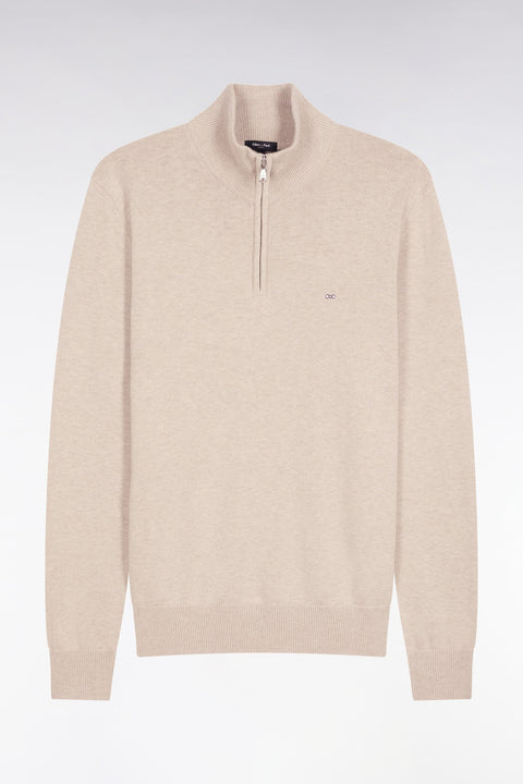 Pull col camionneur en laine et coton beige - Image 2