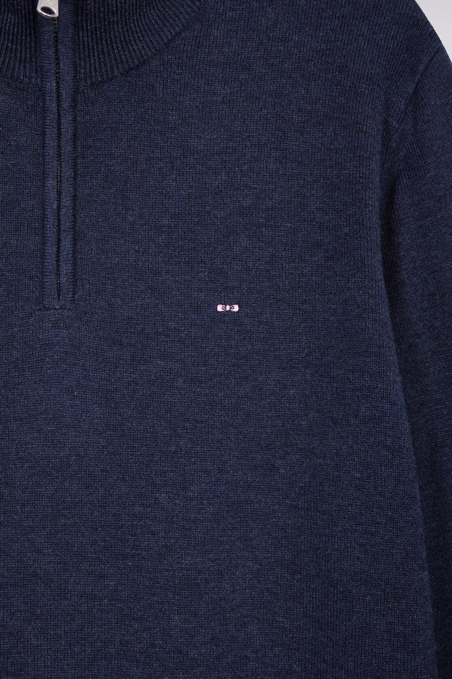 Pull col camionneur en laine et coton bleu