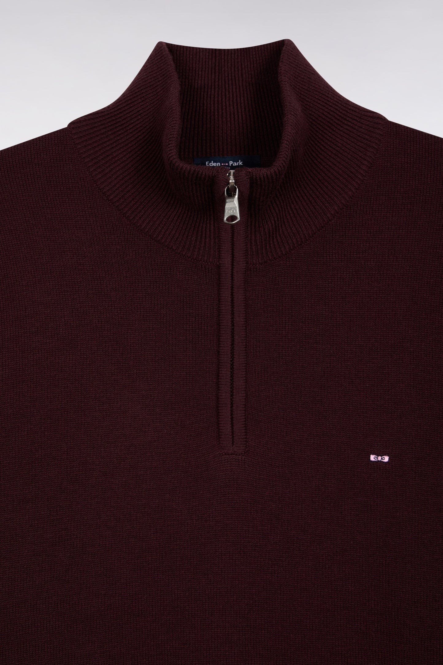 Pull col camionneur en laine et coton bordeaux