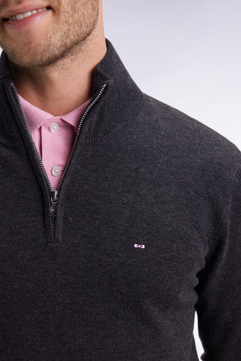 Pull col camionneur en laine et coton gris foncé - Image 3
