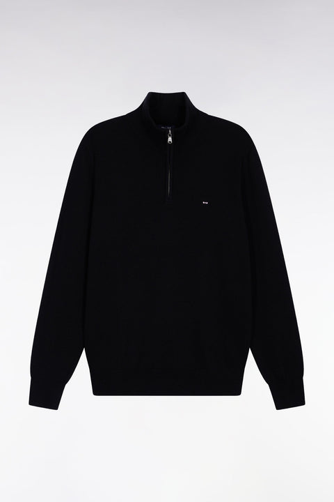 Pull col camionneur en laine et coton noir - Image 2