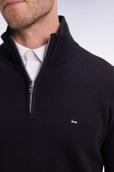 Pull col camionneur en laine et coton noir - Image 3