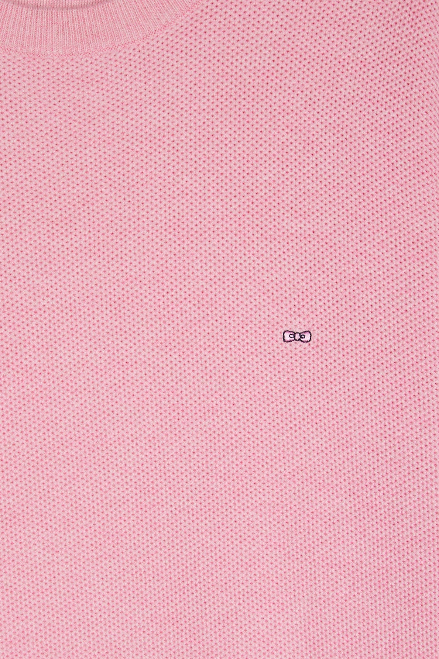 Pull col rond en coton nid d'abeille rose
