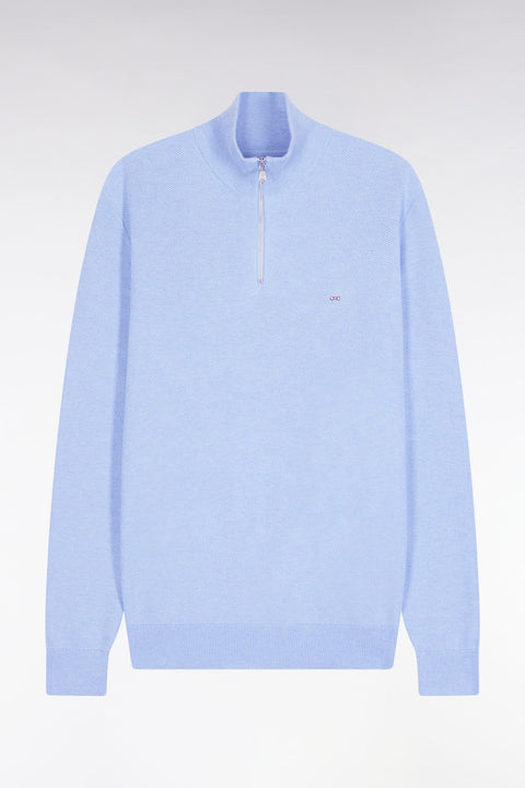 Pull col camionneur en coton nid d'abeille ciel - Image 2