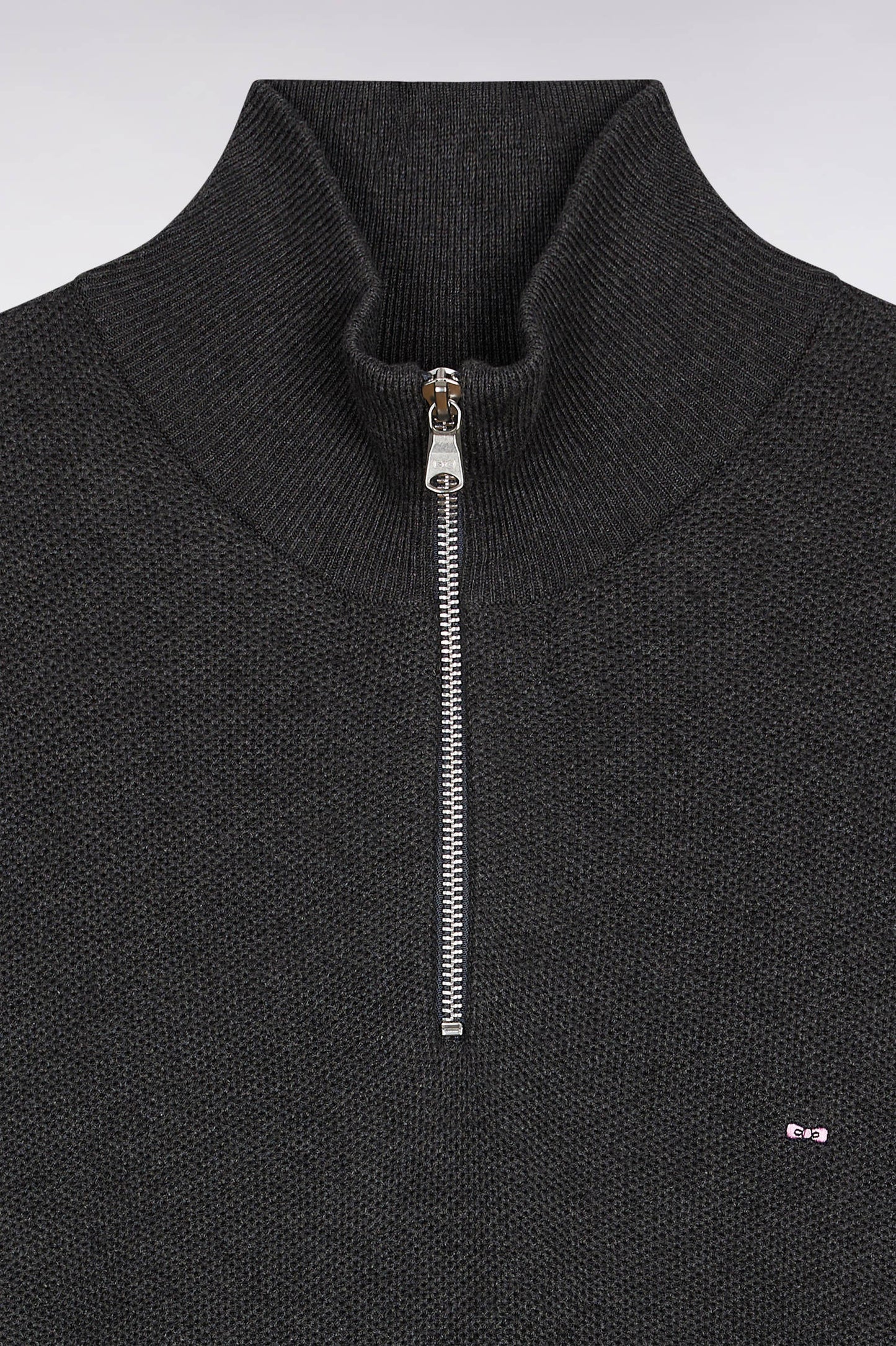 Pull col camionneur en coton nid d'abeille gris foncé