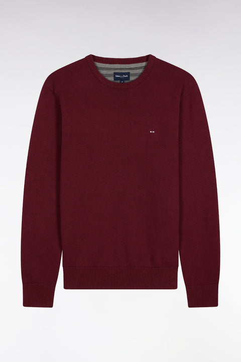Pull col rond en coton épais bordeaux - Image 2