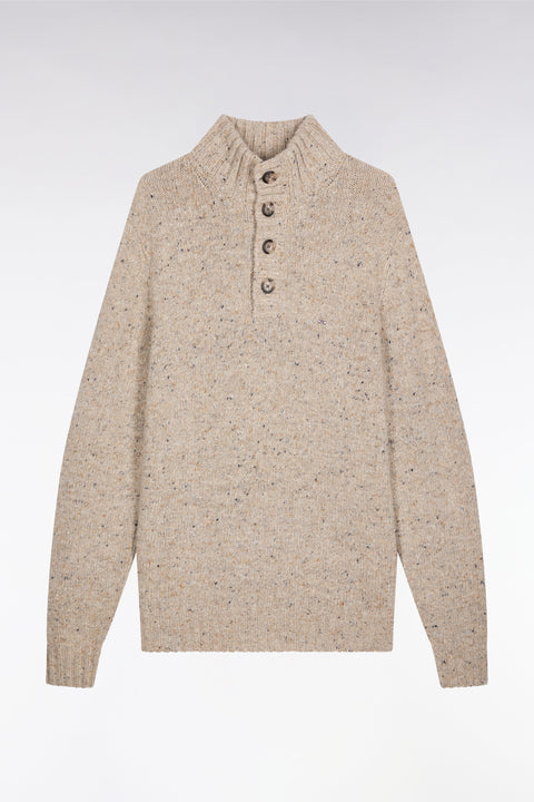 Pull col montant en laine vierge mélangée beige - Image 2