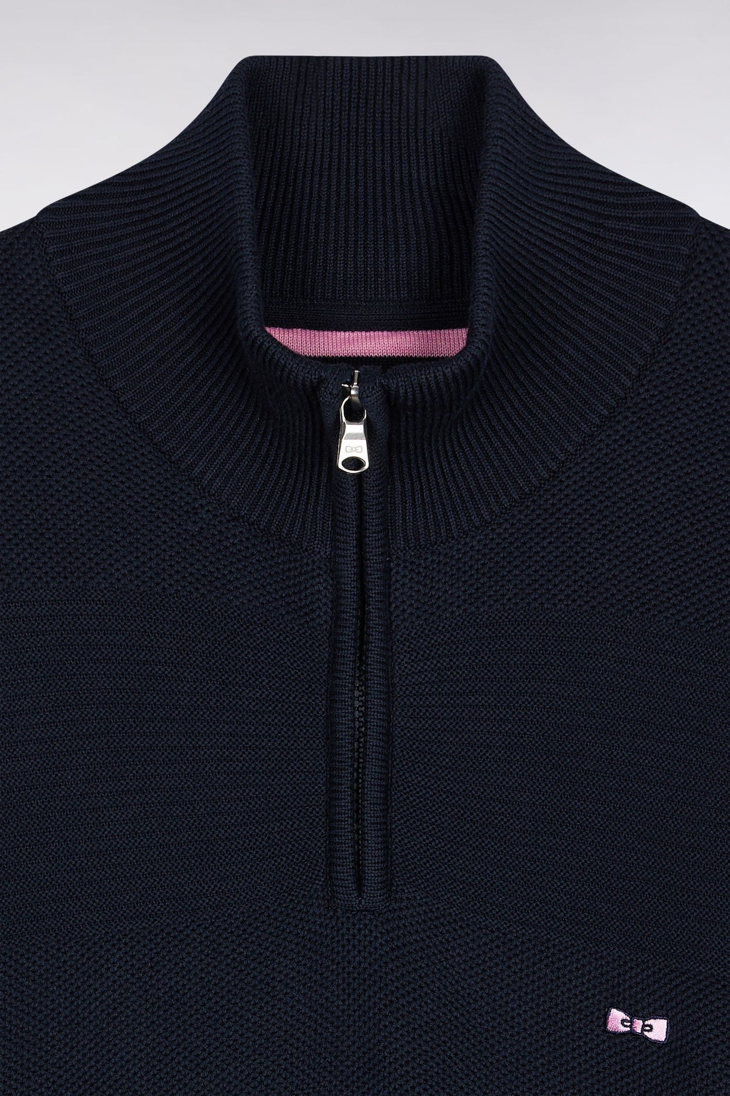 Pull col camionneur en coton marine effet de rayure