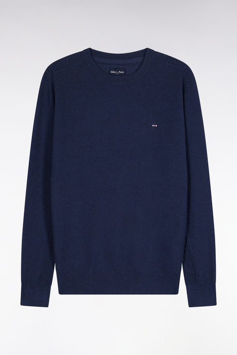 Pull col rond en coton nid d'abeille marine - Image 2
