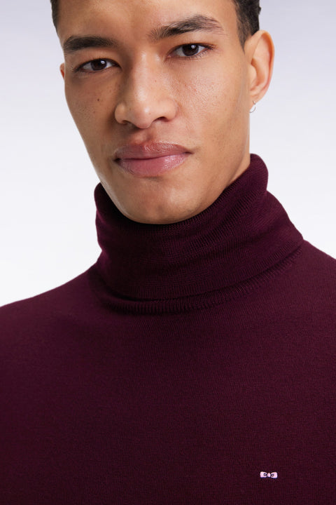 Pull col roulé en laine mérinos bordeaux - Image 3