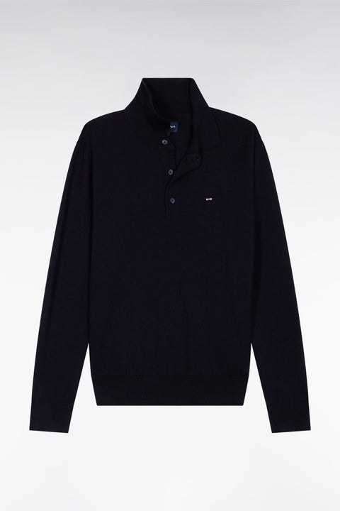 Pull col maillot en laine mérinos marine - Image 2