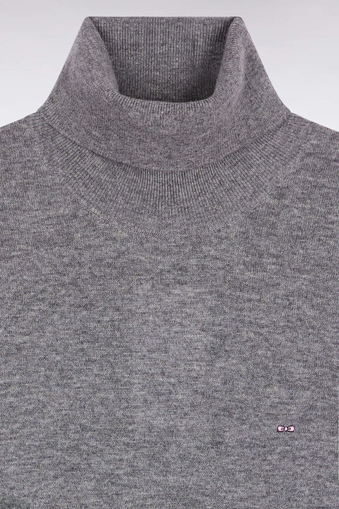 Pull col roulé en laine vierge et cachemire gris - Image 2