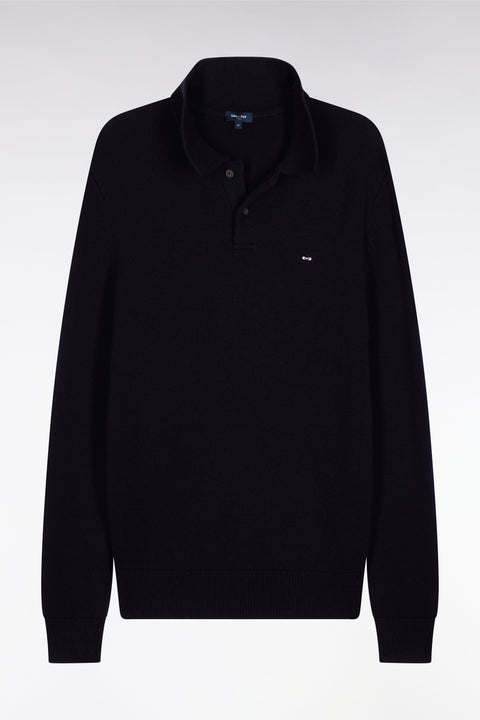Pull col maillot épais en laine et coton marine - Image 2