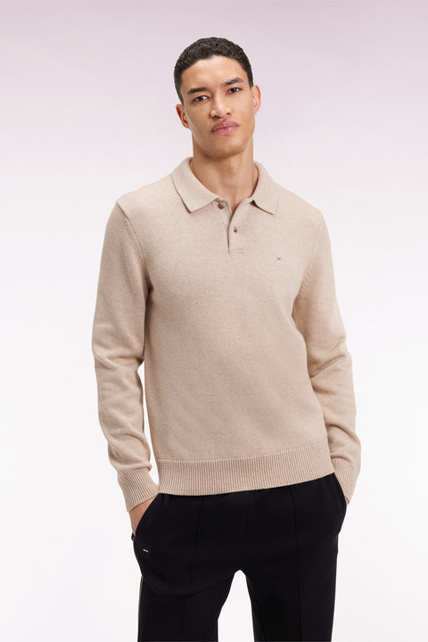 Pull col maillot épais en laine et coton beige - Image 1