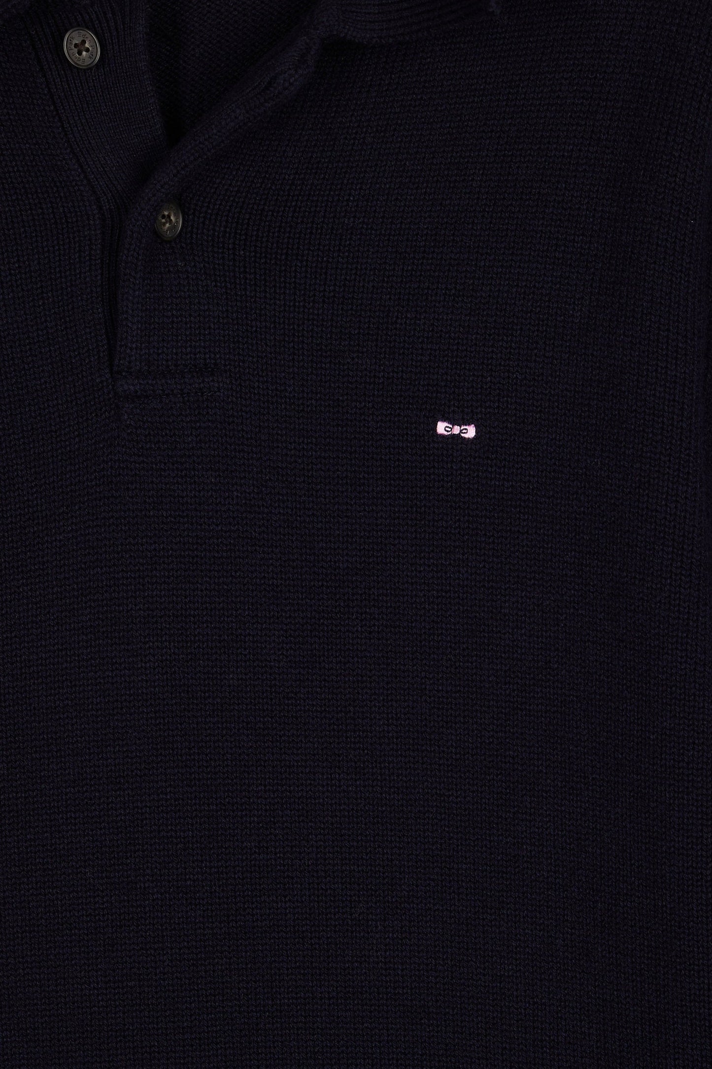 Pull col maillot épais en laine et coton marine