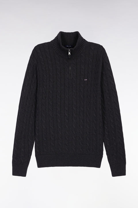 Pull col camionneur en coton torsadé gris - Image 2