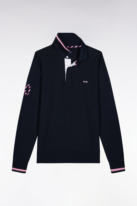 Pull col maillot en coton marine broderie 10 - Image 2